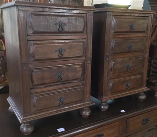 Pair Portuguese three drawer bedside chests